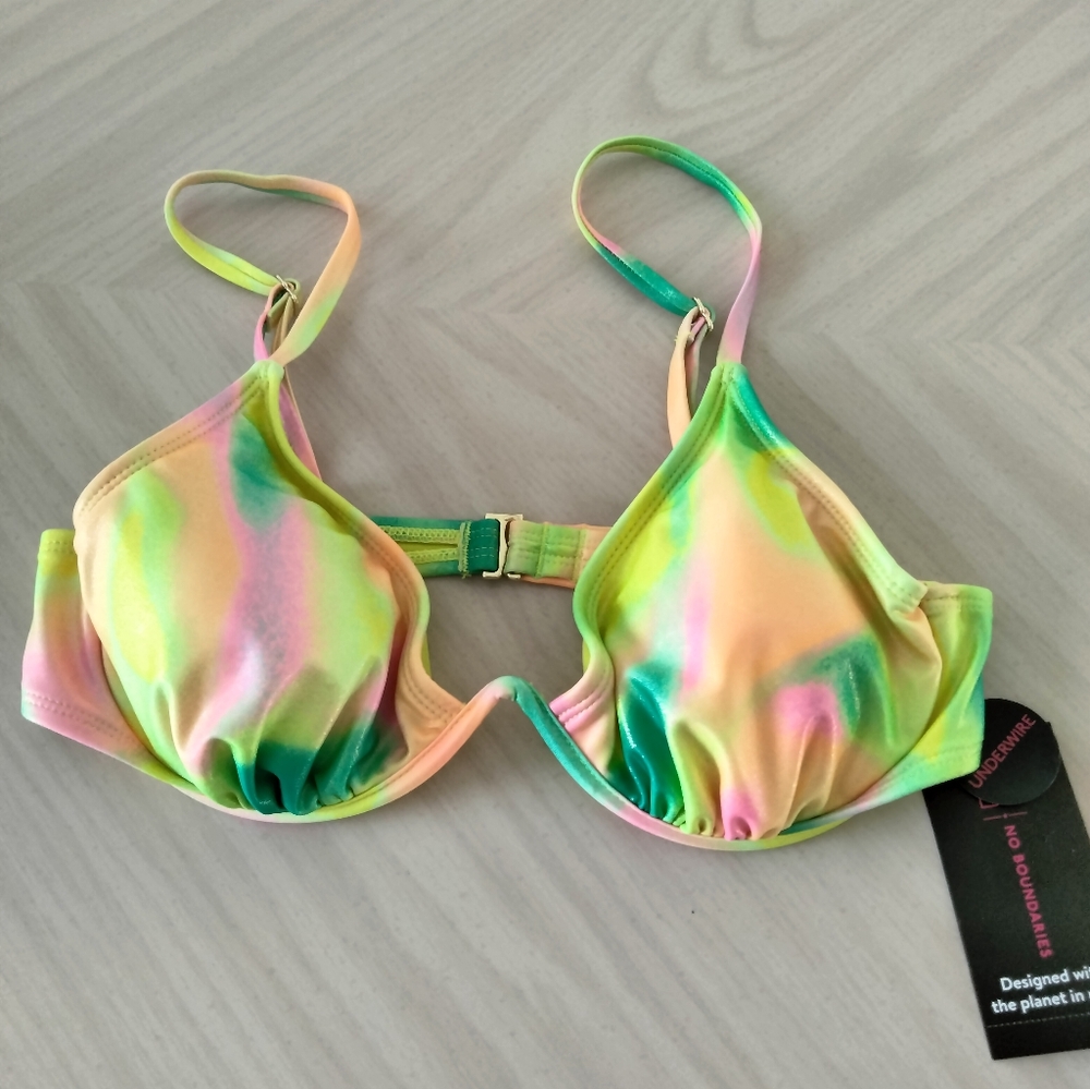 No Boundaries Juniors' Underwire Bikini Top Shimmery Multi-colored Sz Med 7-9